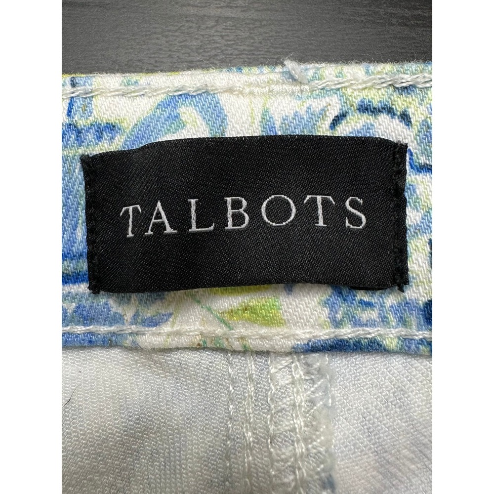 Talbots Slim Ankle Jean Women 8 White Blue Green Chinoiserie Ginger Jar Print - Picture 3 of 7